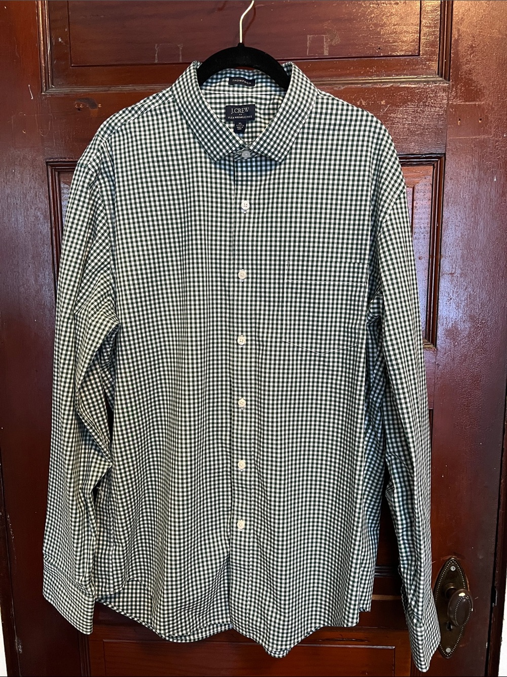 J. Crew Men's Green & White Gingham Button-Up Shirt